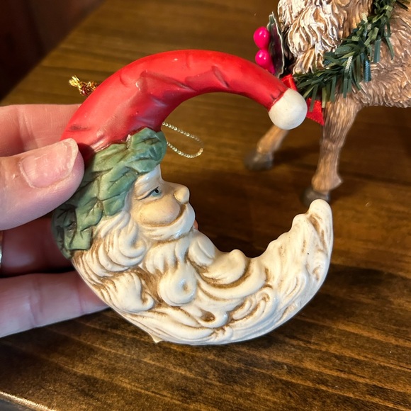 Vintage Midwest Imports Crescent moon Santa ornament and reindeer - Picture 2 of 6